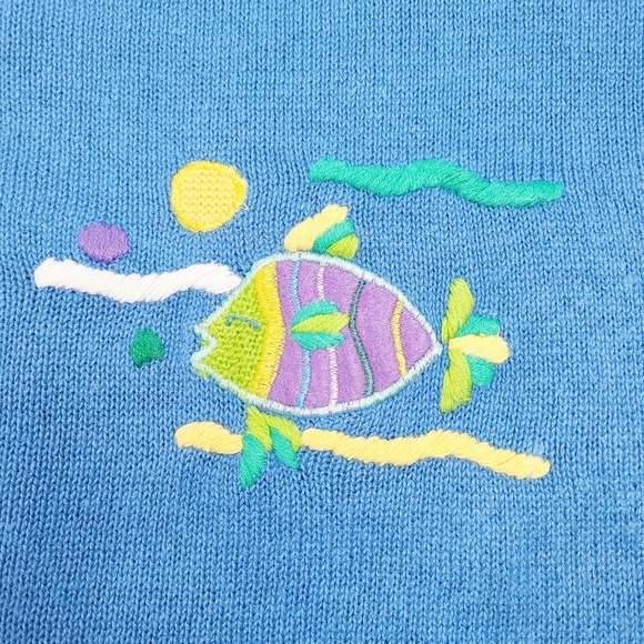 The Quacker Factory Blue Cardigan Seaside Size M - Picture 4 of 9